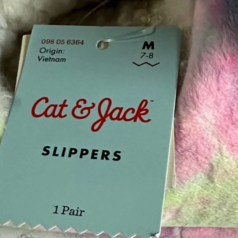 Cat & Jack Toddler Girls Magic Pastel Unicorn Slippers Size M(7/8)